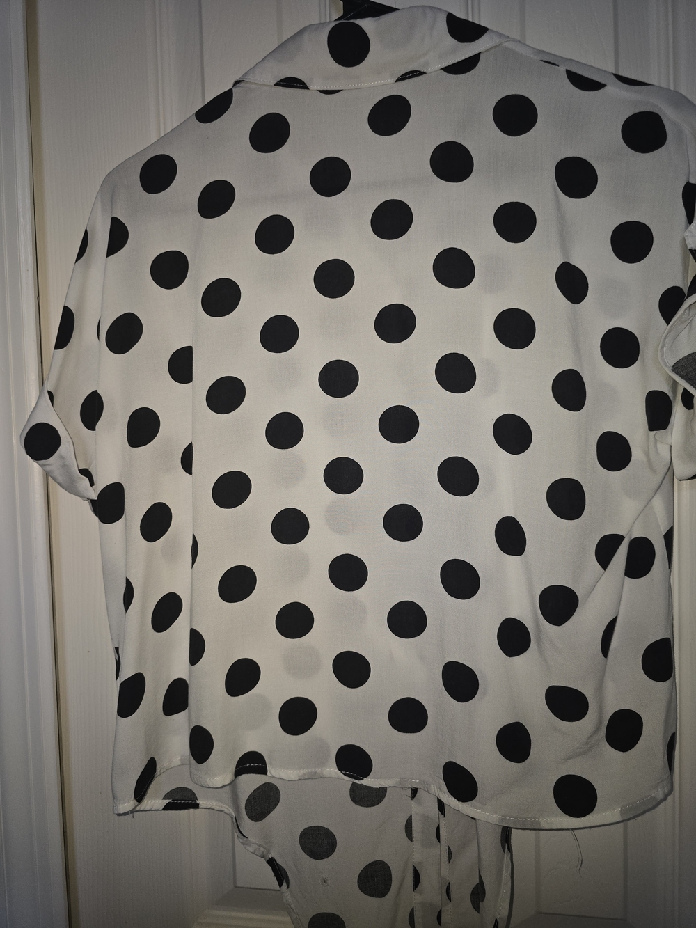 Polka Dot Short-Sleeve Button-Up Shirt - Black/White - Picture 6 of 9
